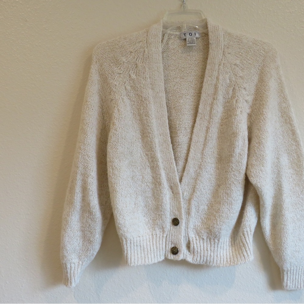 Vintage TOI White Knit Cardigan SZ large